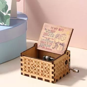 Деревянная музыкальная шкатулка с ручным приводом для моей жены, музыкальная шкатулка с резьбой, украшение для дома на Хэллоуин, Рождество CHINA