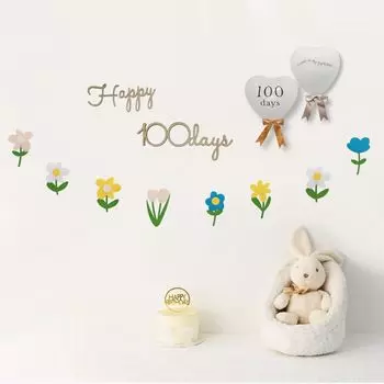 Деревянная надпись на 100-й день рождения, баннер, украшение на день рождения, цветы, СЧАСТЛИВЫЕ 100 ДНЕЙ, войлочная цветочная гирлянда, набор для украшения на день рождения, воздушные шары, простое украшение
