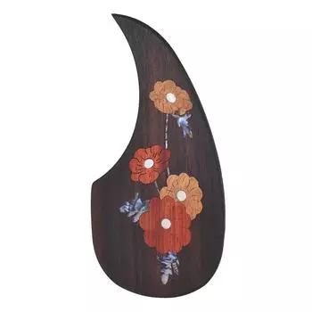 Деревянная накладка для гитары для акустических гитар 40 дюймов, 41 дюйма, черное дерево с декоративной цветочной накладкой Flower Pattern 1