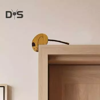 Деревянная накладка на дверь в виде мыши, абстрактная крыса, украшение на дверную рамку, двухсторонняя накладка на дверь в виде мыши, для домашнего офиса, фоторамка, декор окна 1pc