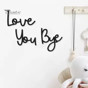 Деревянная настенная художественная вывеска Love You Bye Настенная вывеска Декор для дома Настенная надпись на прихожую Украшения для Дня святого Валентина Декор для гостиной Входная дверь чёрный