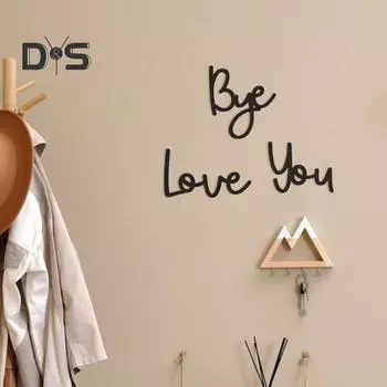 Деревянная настенная художественная вывеска Love You Bye Настенная вывеска Декор для дома Настенная надпись на прихожую Украшения для Дня святого Валентина Декор для гостиной Входная дверь чёрный