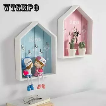 Деревянная настенная полка для хранения ключей для гостиной, крючок для ключей, органайзер для отделки стен из цельного дерева, украшение для крыльца, ящик для хранения ключей коричневый древесины