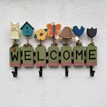 Деревянная настенная табличка в деревенском стиле WELCOME дверная табличка настенные крючки настенный декоративный крючок