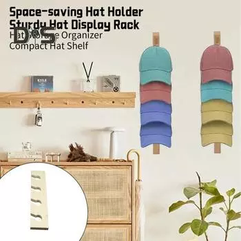 Деревянная настенная вешалка для шляп с гладкими краями без заусенцев, простая установка, держатель для шляп, стойка для показа бейсболок Short