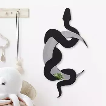 Деревянная настенная вывеска «Змея и полумесяц», зеркальное украшение в стиле бохо, светоотражающий полумесяц, украшение для гостиной, спальни