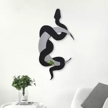 Деревянная настенная вывеска «Змея и полумесяц», зеркальное украшение в стиле бохо, светоотражающий полумесяц, украшение для гостиной, спальни