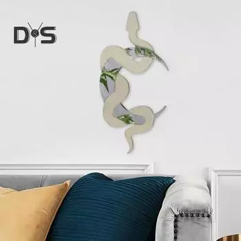 Деревянная настенная вывеска «Змея и полумесяц», зеркальное украшение в стиле бохо, светоотражающий полумесяц, украшение для гостиной, спальни