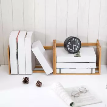 Деревянная настольная книжная полка, небольшая книжная полка, расширяемый офисный органайзер, настольный органайзер для хранения вещей