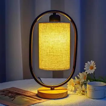 Деревянная настольная лампа, новый прикроватный светильник в китайском стиле, светодиодная ткань, винтажные настольные лампы для гостиной, кабинета, декоративные white light белый