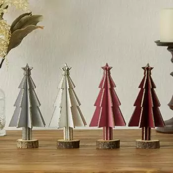 Деревянная настольная новогодняя елка, мини-елка, многоразовая стоячая новогодняя елка с розовый