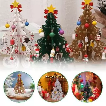 Деревянная настольная новогодняя елка, подвесная новогодняя елка, искусственная новогодняя елка, One Size золотой