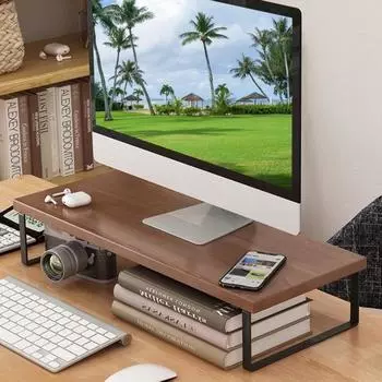 Деревянная настольная подставка для компьютерного монитора с металлическими ножками Эргономичный дизайн Прочный несущий монитор 50cm