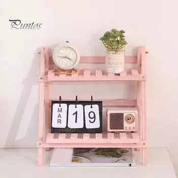 Деревянная настольная стойка для хранения вещей, двухслойная складная конструкция, гладкие края, без заусенцев, декоративная подставка для растений, полка для демонстрации