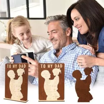 Деревянная настольная табличка в подарок папе от дочери, настольная табличка для домашнего офиса с украшением на подставке, подарок на день рождения отца, подарок в знак благодарности отцу коричневый