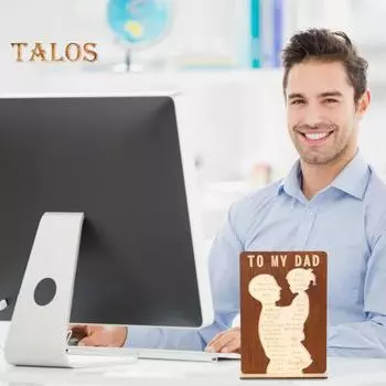 Деревянная настольная табличка в подарок папе от дочери, настольная табличка для домашнего офиса с украшением на подставке, подарок на день рождения отца, подарок в знак благодарности отцу коричневый