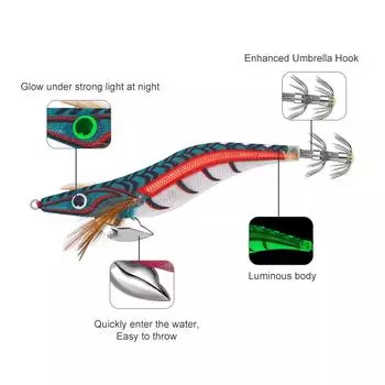 Деревянная наживка для креветок, кальмаров, 13 см, 19 г, со светящимися бусинами, специальная свинцовая капля, деревянная наживка для морской рыбалки, искусственная наживка, крючок для кальмара