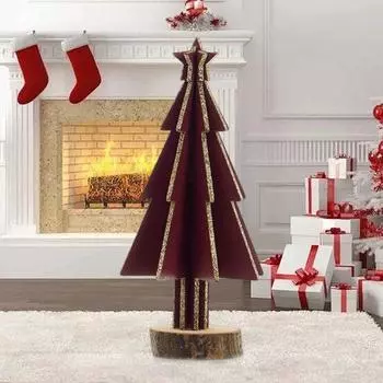 Деревянная новогодняя елка настольное украшение мини новогодняя елка многоразовая стоячая новогодняя елка розовый