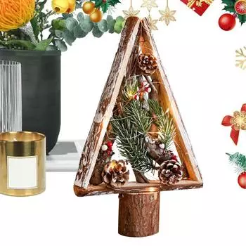 Деревянная новогодняя елка настольные рождественские украшения украшения стола украшения для фермерского дома домашние праздничные вечеринки небольшие подарки