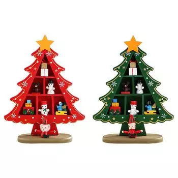 Деревянная новогодняя елка, украшение для рабочего стола, компактное, легкое, для рождественских праздников, домашних праздников, рождественской вечеринки зелёный