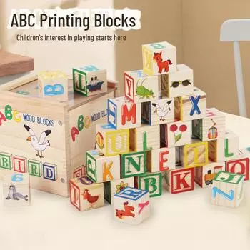 «Деревянная обучающая игра»: Сопоставление букв английского языка, когнитивный счет и укладка блоков для детей