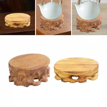 Деревянная основа в стиле ретро, круглая основа для чайника, аквариума, декоративная основа, украшение для дома и офиса, скульптура, стенд для демонстрации Low