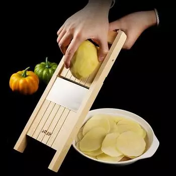 Деревянная овощерезка, регулируемая овощерезка 0,5-7 мм для картофеля, помидоров и лука, шинковка капусты, измельчитель для чипсов и фруктов