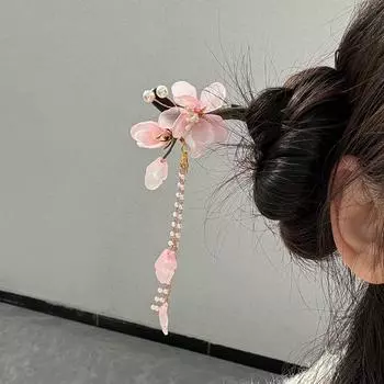 Деревянная палочка для волос с цветком в китайском стиле, шпилька для волос Ханфу, классические аксессуары для Ципао style 2