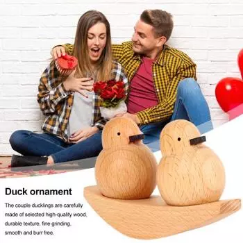 Деревянная парная уточка, украшение для рабочего стола, статуэтка утки, украшение на приборную панель автомобиля, подарок на День святого Валентина, годовщина