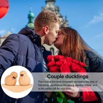 Деревянная парная уточка, украшение для рабочего стола, статуэтка утки, украшение на приборную панель автомобиля, подарок на День святого Валентина, годовщина