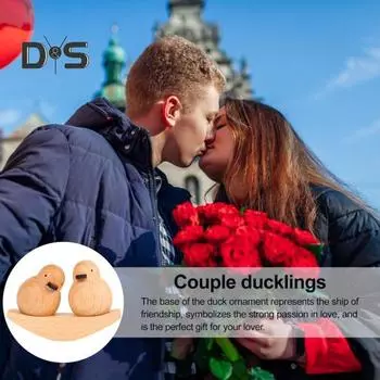 Деревянная парная уточка, украшение для рабочего стола, статуэтка утки, украшение на приборную панель автомобиля, подарок на День святого Валентина, годовщина A