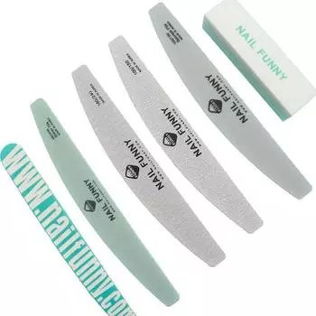 Деревянная пилка Funny Nail Care + шлифовальный блок + 2 типа пилочек Girra + Shiner + шлифовальная губка, 1 комплект, разные цвета