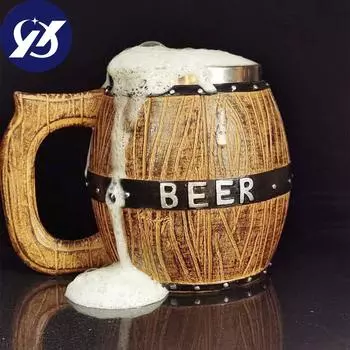 Деревянная пивная бочка из нержавеющей стали, креативная пивная кружка с завязкой большой емкости, индивидуальные принадлежности для бара