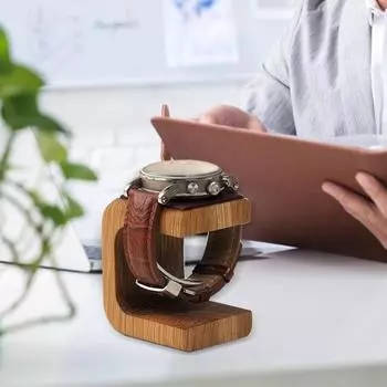 Деревянная подставка для часов с верхним слоем из искусственной кожи, декоративный орнамент в скандинавском стиле, гладкие края, органайзер для часов коричневый