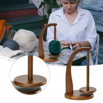 Деревянная подставка для катушек, простая в установке, высокопроизводительный магнит, сувенир, ручная вязка, вращающаяся подставка для пряжи, связанная крючком One Size