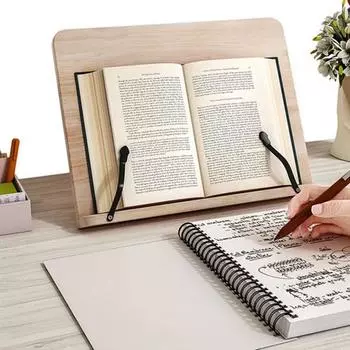 Деревянная подставка для книг, регулируемый поднос для чтения с зажимами для страниц, легкая портативная подставка для кулинарных книг S A