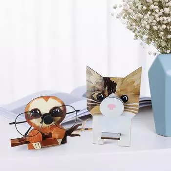 Деревянная подставка для очков в виде животных, расписанный вручную держатель для очков, декоративный держатель для очков в форме животных для всех размеров очков B