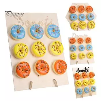 Деревянная подставка для пончиков с гладкими краями, без заусенцев, высокая устойчивость, быстрая сборка, подставка для пончиков, держатель для хранения десертов A