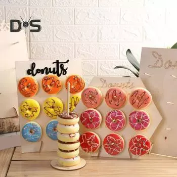 Деревянная подставка для пончиков с гладкими краями, без заусенцев, высокая устойчивость, быстрая сборка, подставка для пончиков, держатель для хранения десертов A
