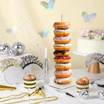 Деревянная подставка для пончиков Yousheng, быстрособирающаяся стойка для демонстрации бубликов, прочная подставка для пончиков для десертного стола, вечеринки, свадьбы, дня рождения Hexagon