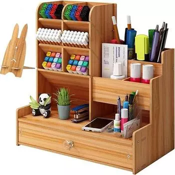 Деревянная подставка для ручек, органайзер для стола, держатель для карандашей, настольный органайзер для учебы, канцелярские принадлежности для офиса (Сделай сам), коричневый