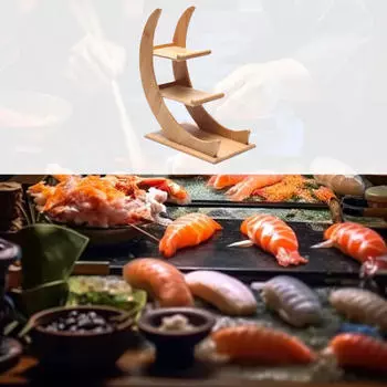 Деревянная подставка для суши, подставка для картофеля фри, в форме луны, 3 слоя тако, практичная
