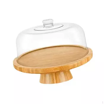 Деревянная подставка для торта с крышкой, дисплей для десертного стола, многофункциональное сервировочное блюдо, акриловый купол
