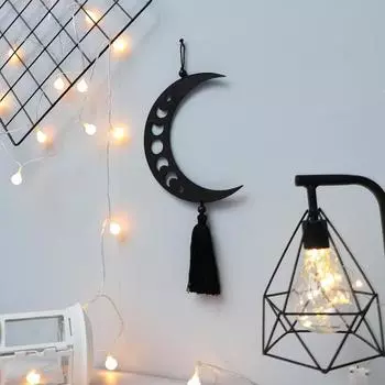 Деревянная подвеска без заусенцев в богемном стиле с ажурной отделкой из дерева, декоративная деревянная настенная подвеска в виде луны для фермерского дома, товары для дома D