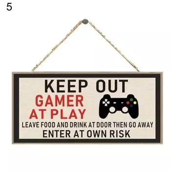 Деревянная подвесная табличка, подарок, кулон, знак, игрок, игра, спальня, украшение для дома 1