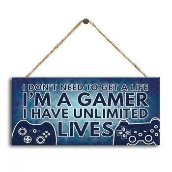 Деревянная подвесная табличка, подарок, кулон, знак, игрок, игра, спальня, украшение для дома 1