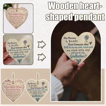 Деревянная подвесная табличка в форме сердца ко Дню матери, подарок для мамы, праздничный кулон для украшения вечеринки One Size