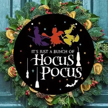 Деревянная подвесная табличка в стиле «Фокус-покус» (8 X8 ) - Идеально подходит для Хэллоуина и декора фермерского дома разноцветный