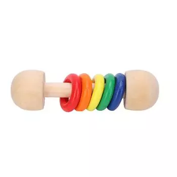 Деревянная погремушка Разноцветные кольца Тренировка хватания Восприятие цвета Детская развивающая игрушка Пять колец