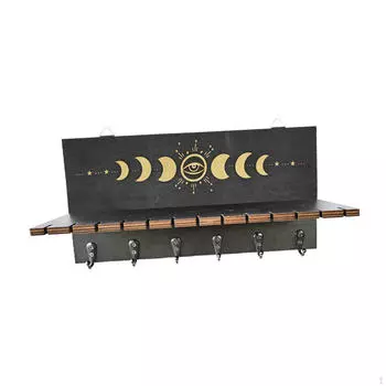 Деревянная полка с крючками, плавающая, прочная, настенная, деревянная для жизни Style A